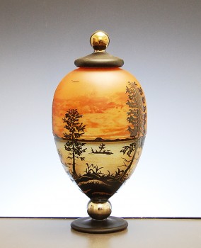 Covered Jar with Landscape