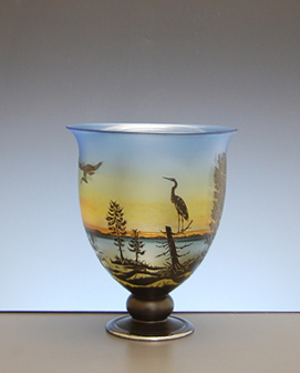 Open Vessel with Herons